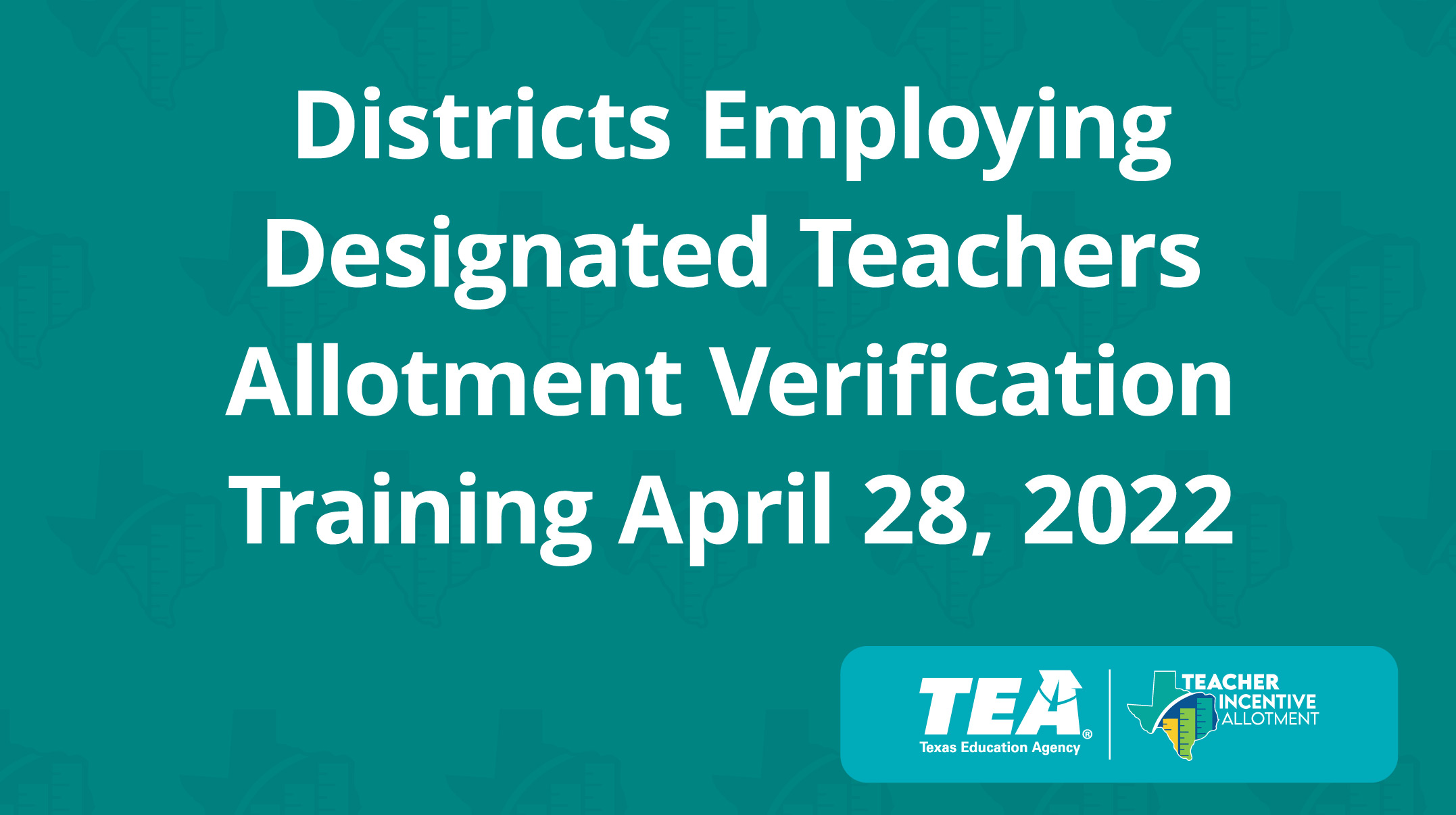 Districts Employing Designated Teachers Allotment Verification Training